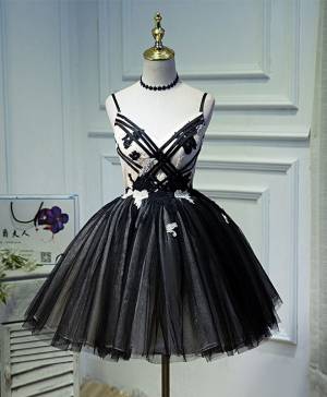 Black Tulle Short/Mini Unique Prom Homecoming Dress