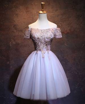 Lace Tulle With Applique Short/Mini Cute Prom Homecoming Dress