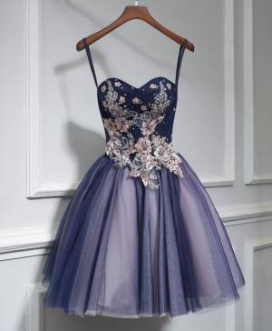 Lace Tulle A-line Short/Mini Cute Prom Homecoming Dress