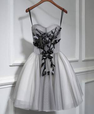 Gray Tulle A-line Short/Mini Prom Homecoming Dress