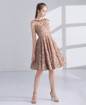 With 3d Lace Short/Mini Unique Prom Homecoming Dress