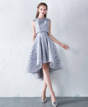 Gray Lace Unique Two Pieces Prom Homecoming Dress