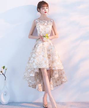 Champagne Short/Mini High Low Prom Homecoming Dress