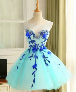 Green Tulle A-line Short/Mini Cute Prom Homecoming Dress