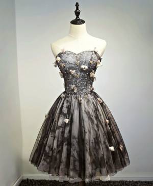 Black Lace Tulle Short/Mini Prom Homecoming Dress
