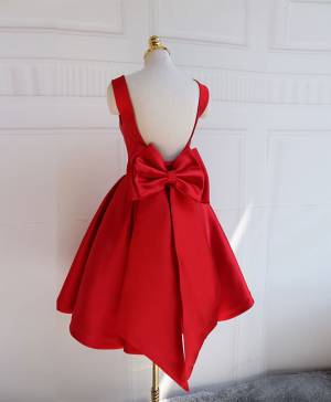 Satin A-line With  Short/Mini Cute Bow Prom Evening Dress
