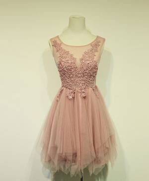 Pink Tulle Lace Short/Mini Prom Evening Dress