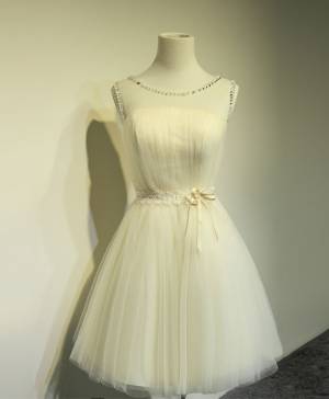 Champagne Tulle A-line Short/Mini Cute Prom Homecoming Dress