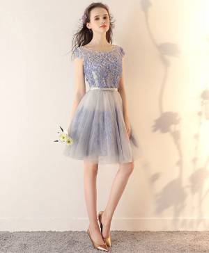 Tulle With 3d Lace Short/Mini Cute Prom Homecoming Dress