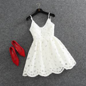 Cute Straps Lace V-neck Short Party Dress