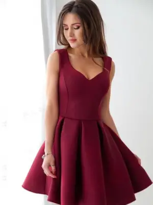 A Line Sweetheart Wine Red Short Homecoming Dress