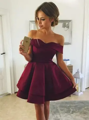Cute Off Shoulder Short Homecoming Dresses