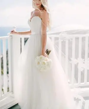 A Line Sweetheart Ivory Beach Wedding Dress