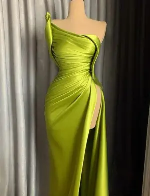 Sexy Sleeveless Green Stain Prom Dresses