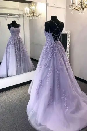 Charming Mermaid Purple Lace Prom Dress