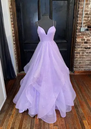 Princess Straps Sleeveless Asymmetrical Organza Prom Dress