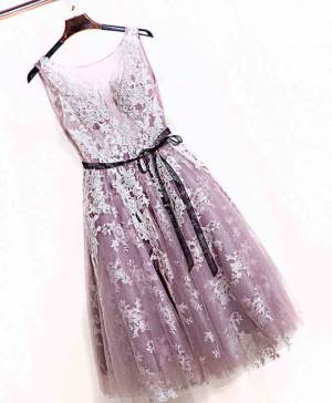 Pink Lace Short/Mini Cute Prom Evening Dress
