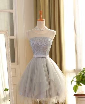 Tulle With Sequins Short/Mini Cute Irregular Prom Homecoming Dress
